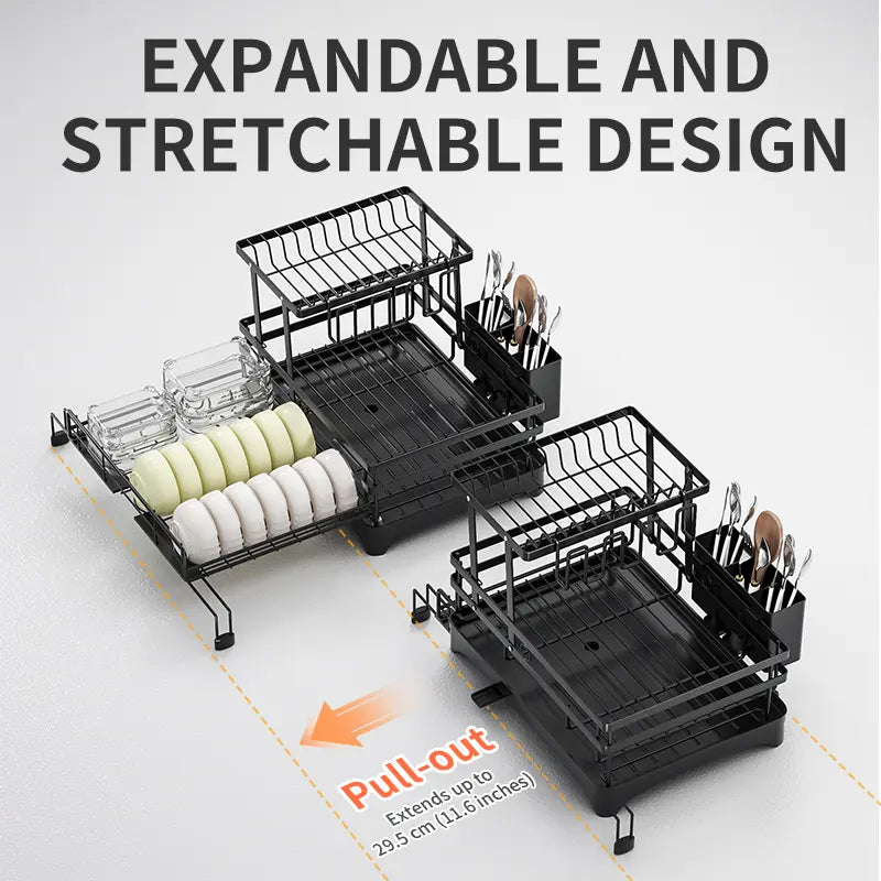 QuickFold Pull-Out Dish Rack Organizer